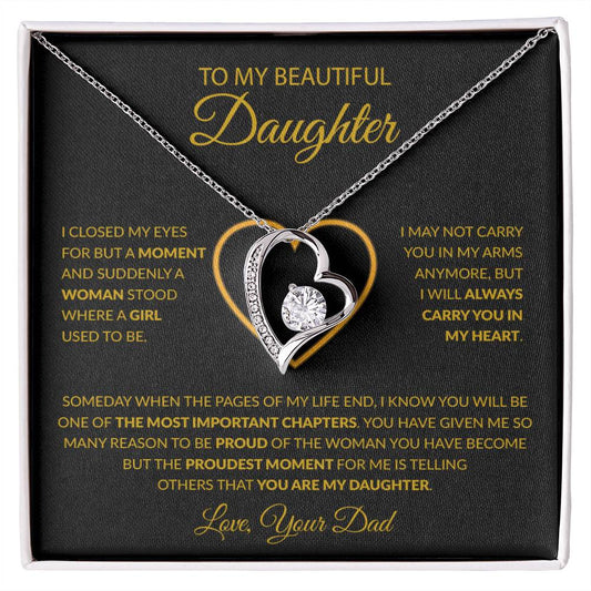 To My Daughter Necklace, Gift For Daughter From Dad, Daughter Father Necklace 8_12_Gold