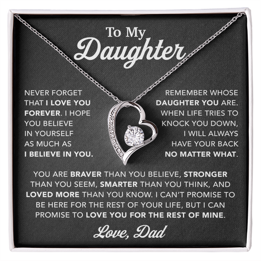 To My Daughter Necklace, Gift for Daughter from Dad, Father Daughter Necklace 25_2_Black