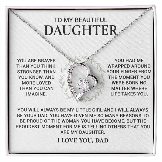 To My Daughter Necklace, Daughter Gift From Dad, Birthday Gift for Daughter