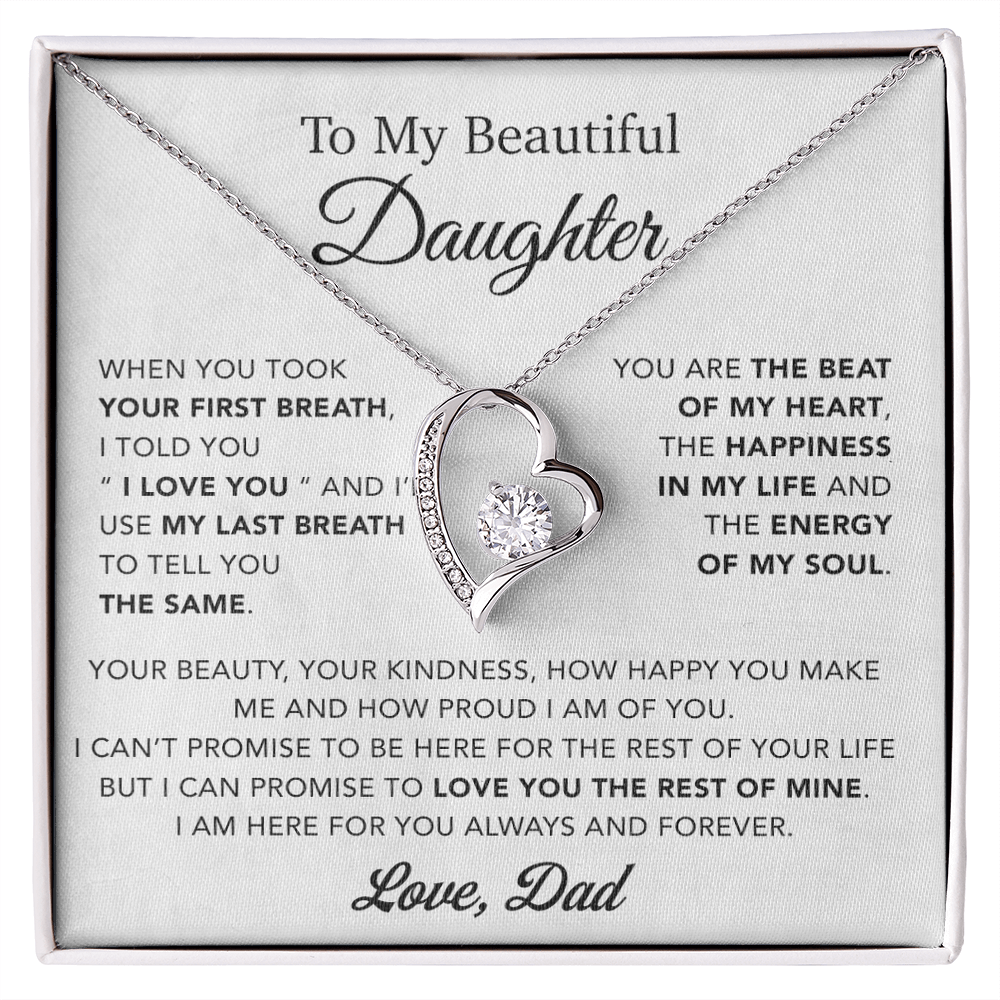 To My Daughter Necklace, Gift for Daughter from Dad, Father Daughter Necklace 10_4_White