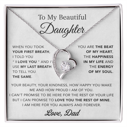 To My Daughter Necklace, Gift for Daughter from Dad, Father Daughter Necklace 10_4_White