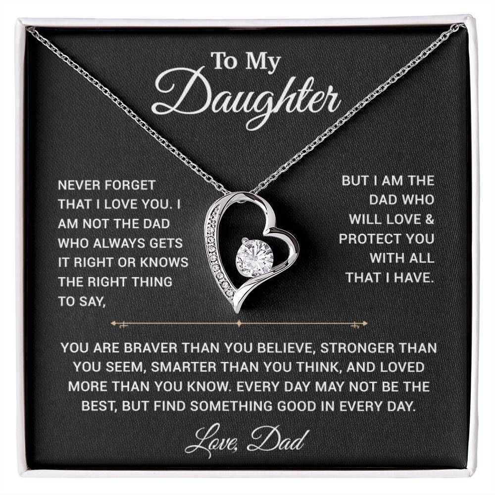 To My Daughter Necklace, Gift for Daughter from Dad, Father Daughter Necklace 25_3_Black