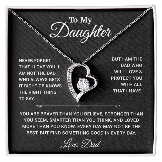 To My Daughter Necklace, Gift for Daughter from Dad, Father Daughter Necklace 25_3_Black