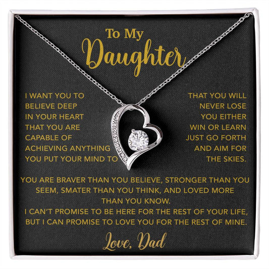 To My Daughter Necklace, Gift for Daughter from Dad, Father Daughter Necklace 18_5_Gold