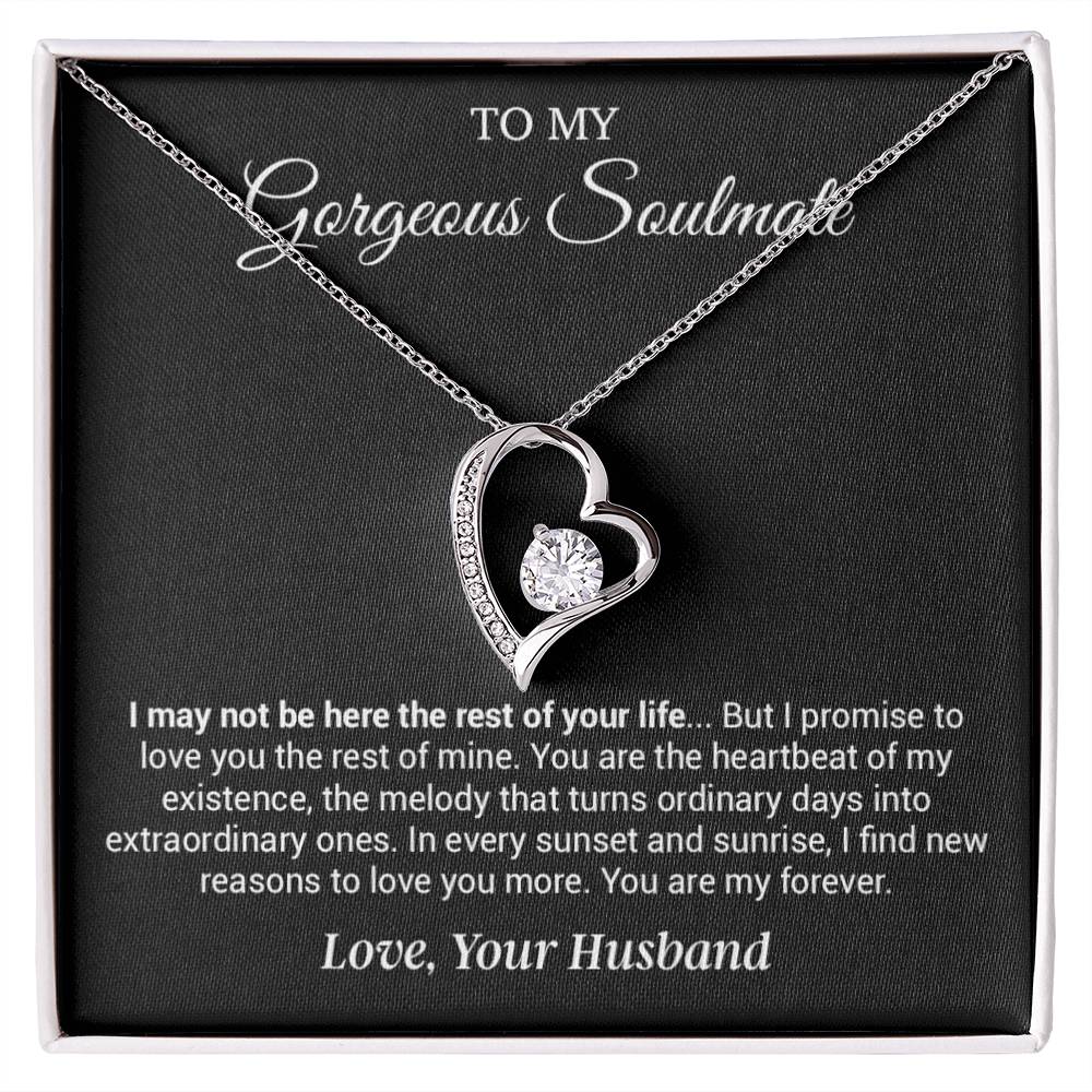 To My Gorgeous Soulmate Necklace, Girlfriend,  Anniversary Gift, Valentine's Gift for Wife