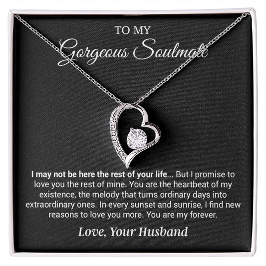 To My Gorgeous Soulmate Necklace, Girlfriend,  Anniversary Gift, Valentine's Gift for Wife