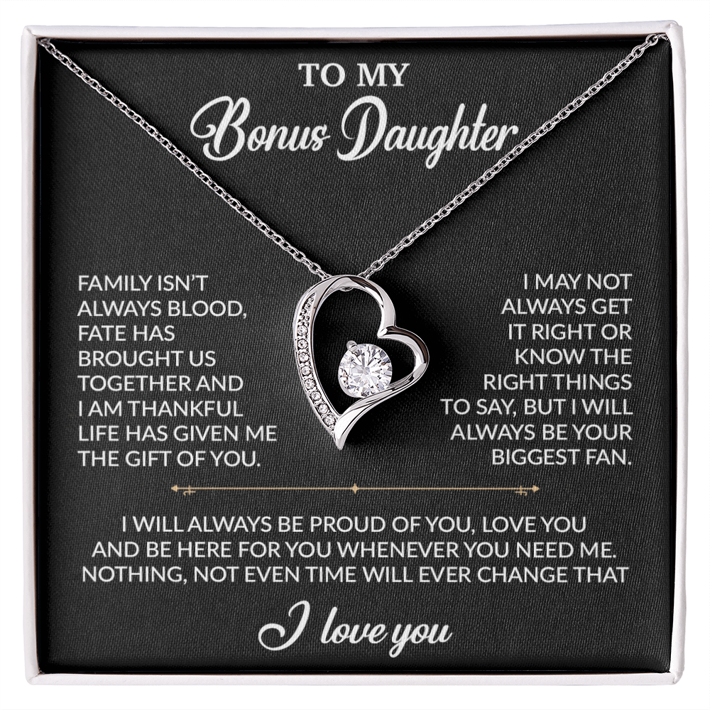 To My Bonus Daughter Necklace, Gift for Bonus Daughter, Step Daughter Birthday 20_2_Black