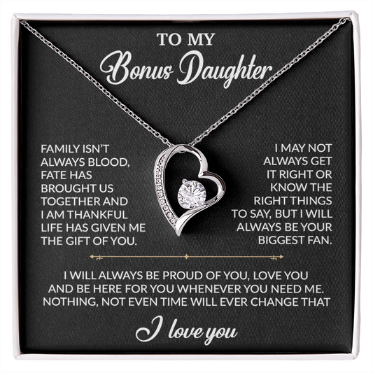 To My Bonus Daughter Necklace, Gift for Bonus Daughter, Step Daughter Birthday 20_2_Black
