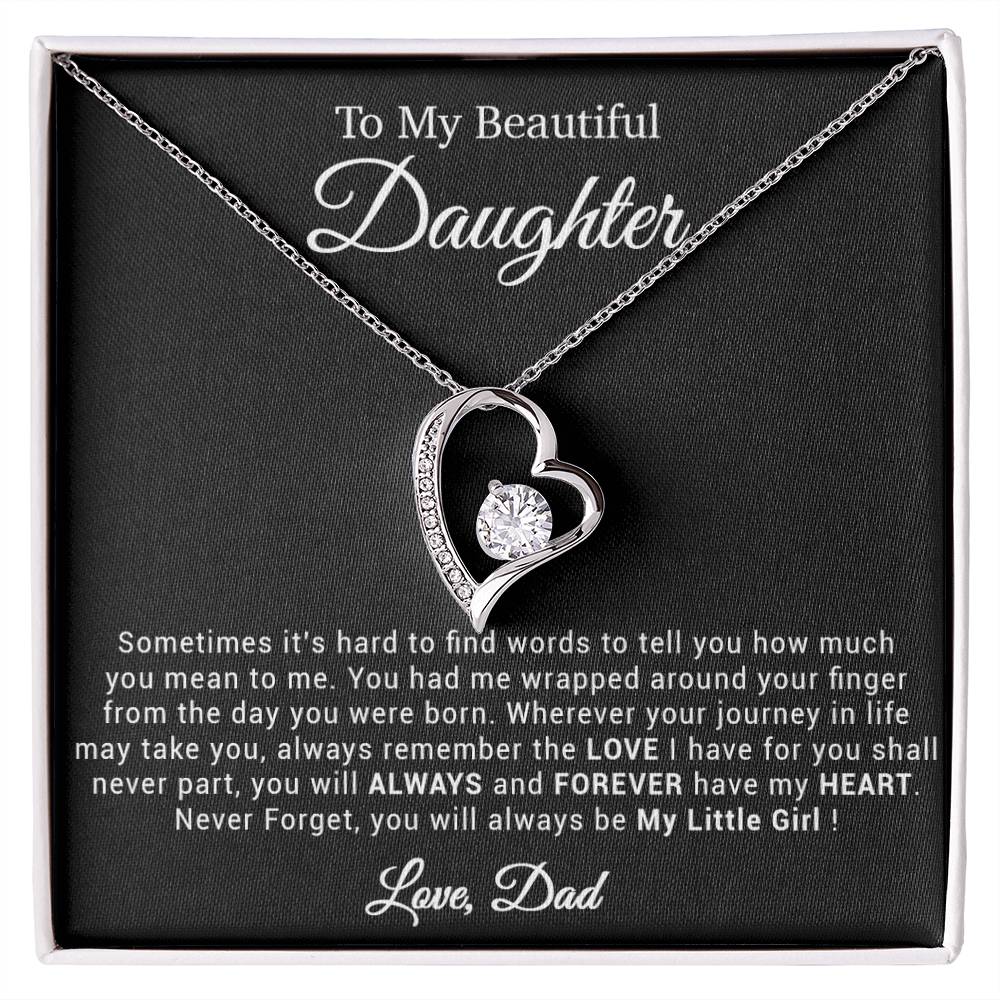 To My Daughter Necklace, Gift for Daughter from Dad, Father Daughter Necklace 21_4_Black