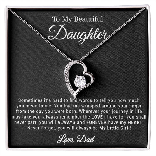 To My Daughter Necklace, Gift for Daughter from Dad, Father Daughter Necklace 21_4_Black