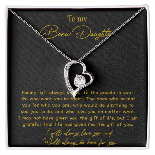 To my Bonus Daughter Necklace, Bonus Daughter, Step Daughter Gift 3-4_Gold