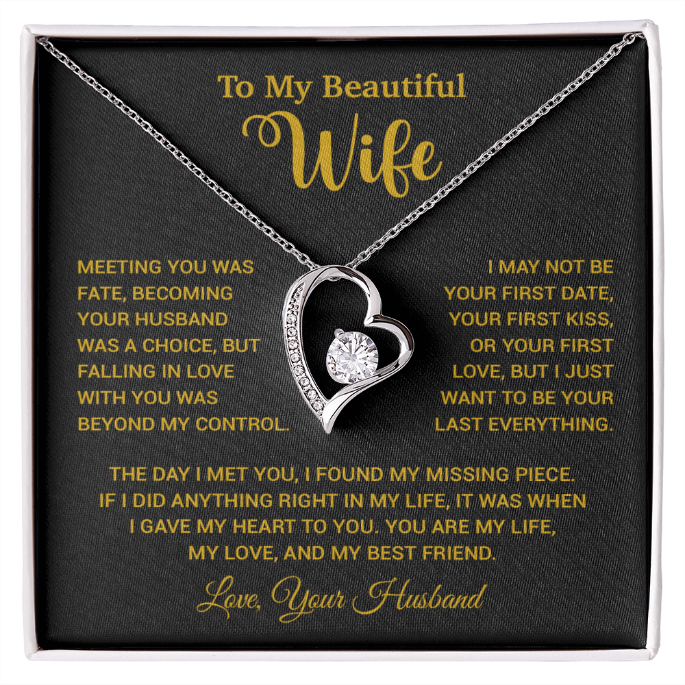 To My Wife Necklace, Wife Gift From Husband, Wife Husband Necklace, Christmas Gift 13_10_Gold