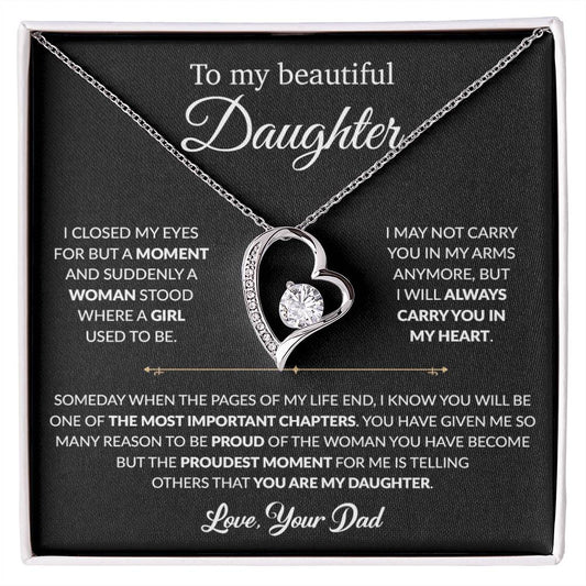To My Daughter Necklace, Gift For Daughter From Dad, Daughter Father Necklace 9_1_Black