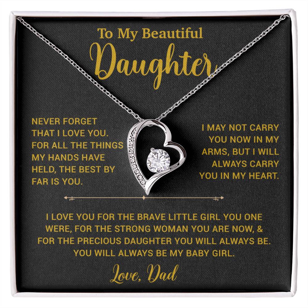 To My Daughter Necklace, Gift for Daughter from Dad, Father Daughter Necklace 14_6_Gold