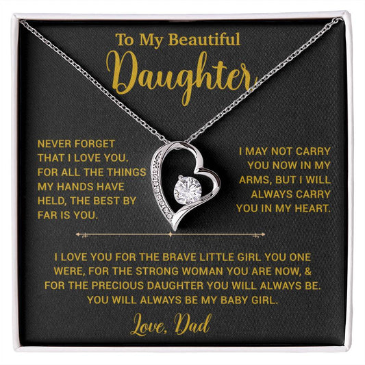 To My Daughter Necklace, Gift for Daughter from Dad, Father Daughter Necklace 14_6_Gold
