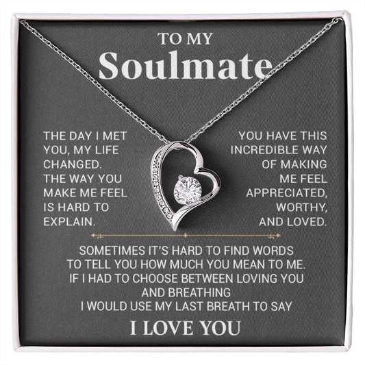 To My Soulmate Necklace, Anniversary Gift, Birthday Gift For Wife From Husband
