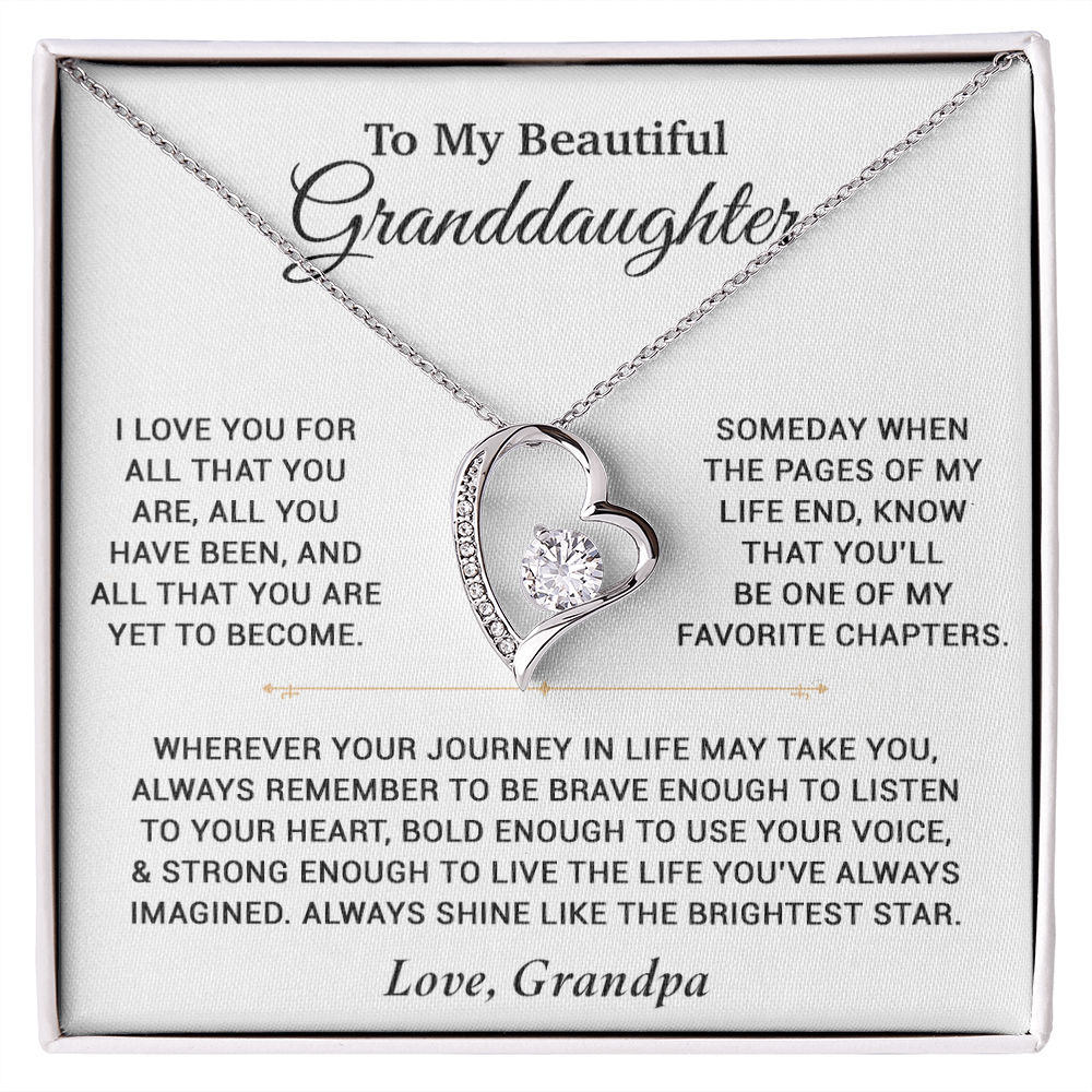 To My Granddaughter Necklace, Birthday Gift For Granddaughter, Birthday Gifts 12_6_White