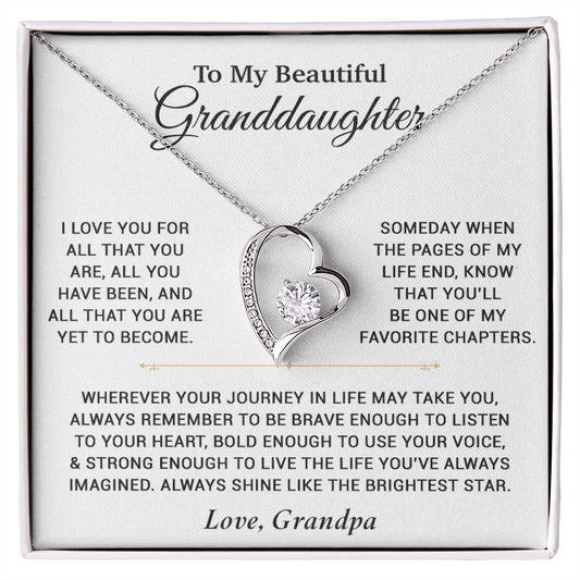 To My Granddaughter Necklace, Birthday Gift For Granddaughter, Birthday Gifts 12_6_White