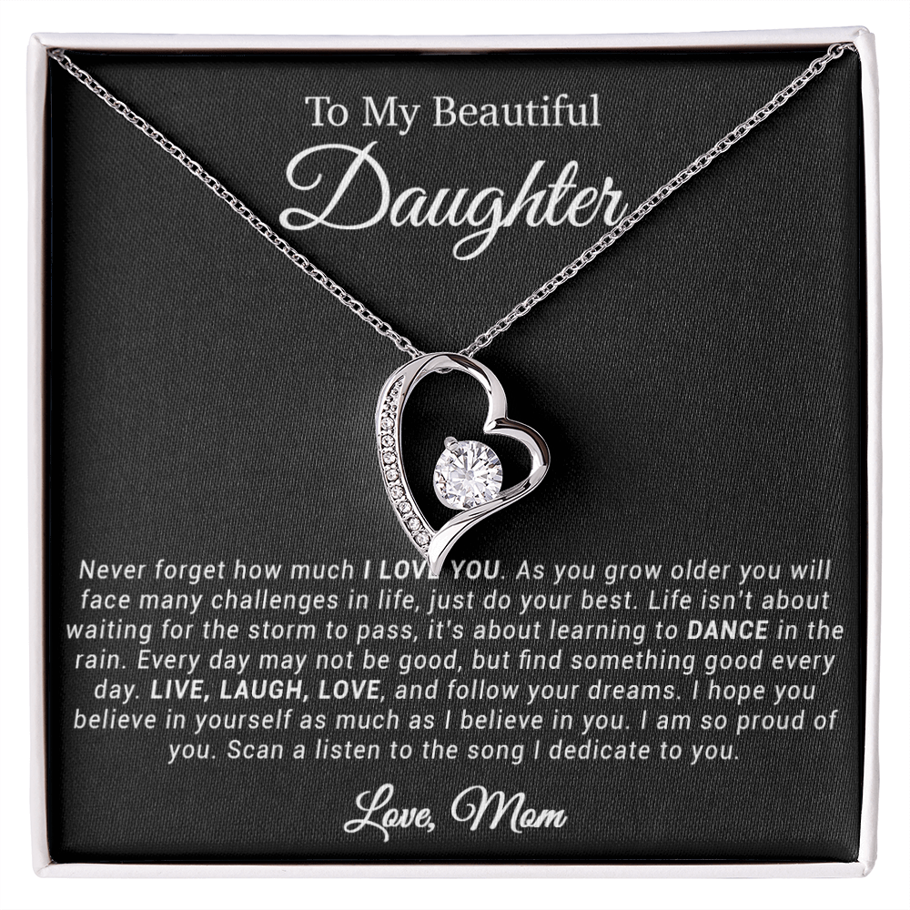 To My Daughter Necklace, Gift for Daughter from mom, Daughter mother Necklace 20_4_Black