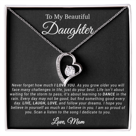 To My Daughter Necklace, Gift for Daughter from mom, Daughter mother Necklace 20_4_Black