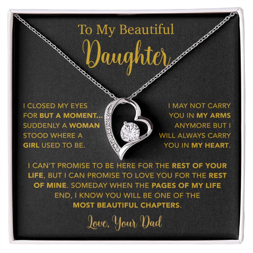 To My Daughter Necklace, Gift for Daughter from Dad, Father Daughter Necklace  22_5_Gold