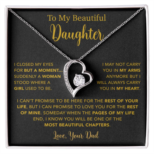 To My Daughter Necklace, Gift for Daughter from Dad, Father Daughter Necklace  22_5_Gold