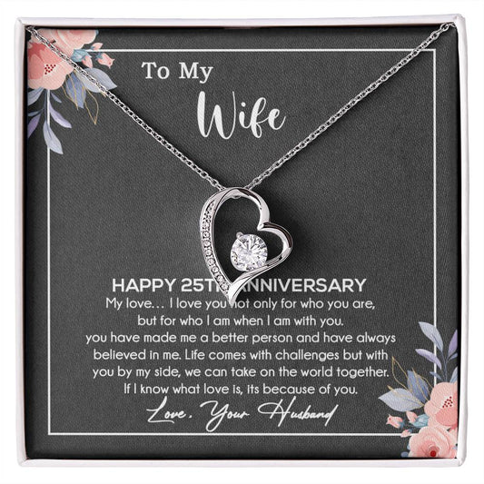25th Anniversary Gift For Wife Necklace, 25 Year Anniversary, 25th Wedding Gift _Black