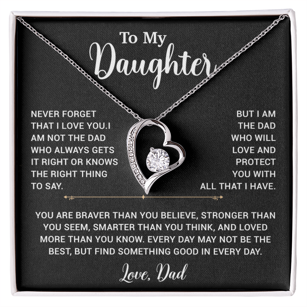 To My Daughter Necklace, Gift for Daughter from Dad, Father Daughter Necklace 2_6_Black