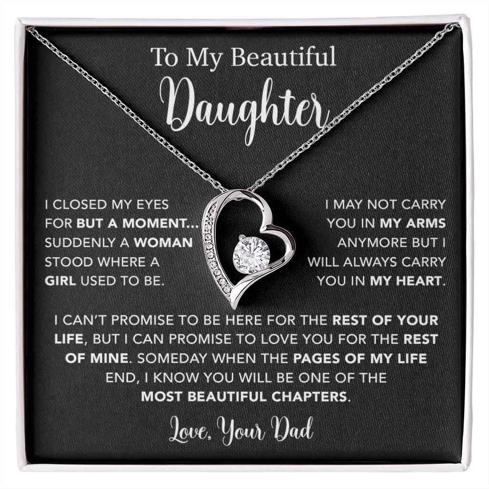 To My Daughter Necklace, Gift for Daughter from Dad, Father Daughter Necklace  22_5_Black