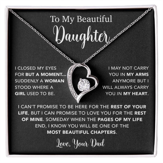 To My Daughter Necklace, Gift for Daughter from Dad, Father Daughter Necklace  22_5_Black