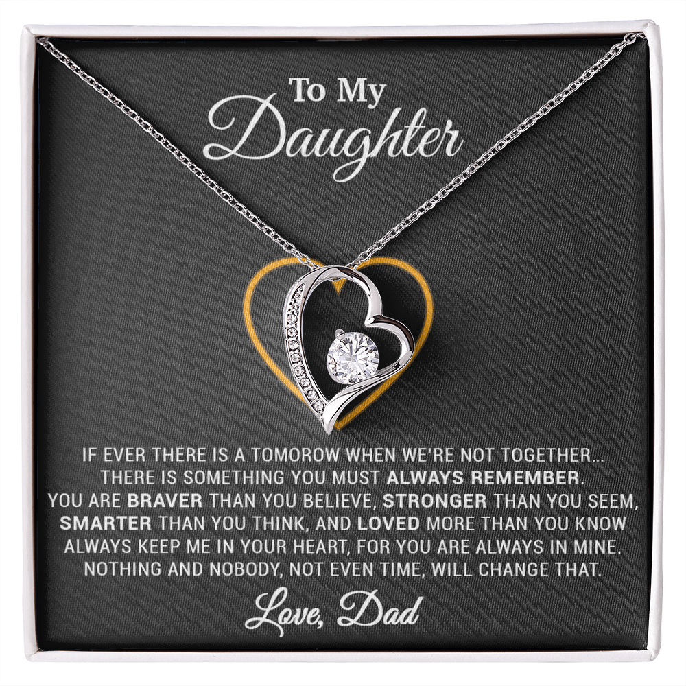 To My Daughter Necklace, Gift for Daughter from Dad, Father Daughter Necklace 12_12_Black