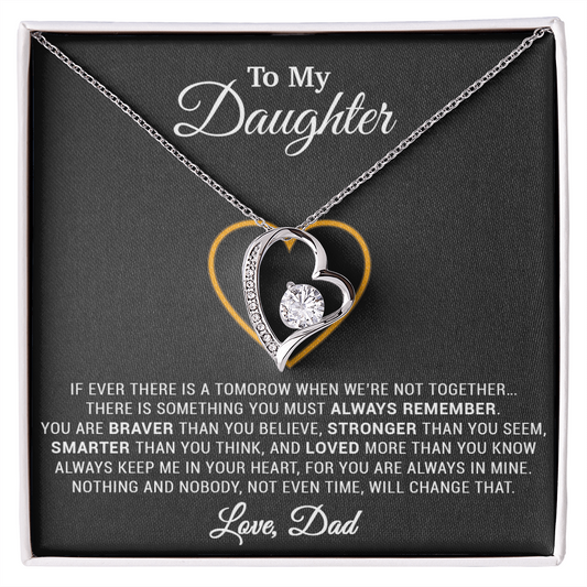 To My Daughter Necklace, Gift for Daughter from Dad, Father Daughter Necklace 12_12_Black