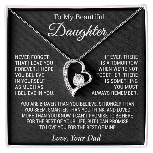 To My Daughter Necklace, Daughter Father Necklace, Daughter Gift From Dad 3_11_Black