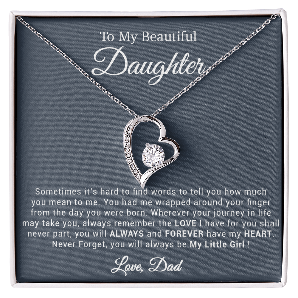 To My Daughter Necklace, Gift for Daughter from Dad, Father Daughter Necklace 20_4_Black