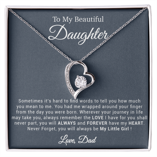 To My Daughter Necklace, Gift for Daughter from Dad, Father Daughter Necklace 20_4_Black