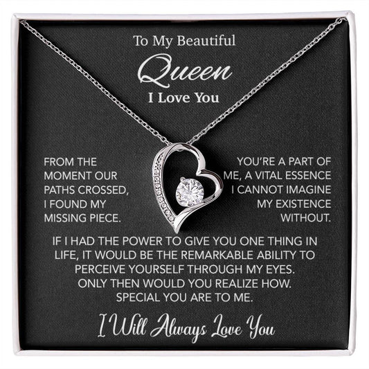 To My Queen Necklace, Anniversary Gift For Wife, Girlfriend Necklace, Birthday Gift For Wife