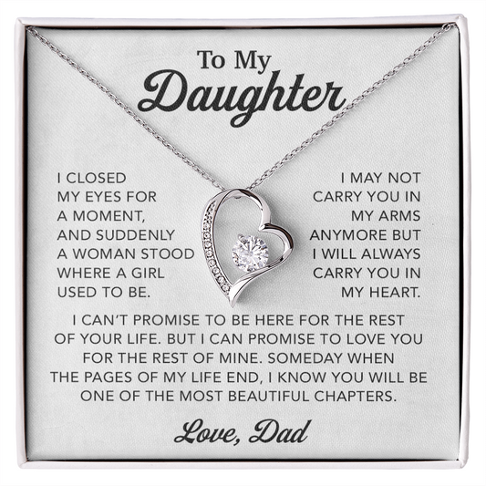 To My Daughter Necklace, Gift for Daughter from Dad, Father Daughter Necklace 28_3_White