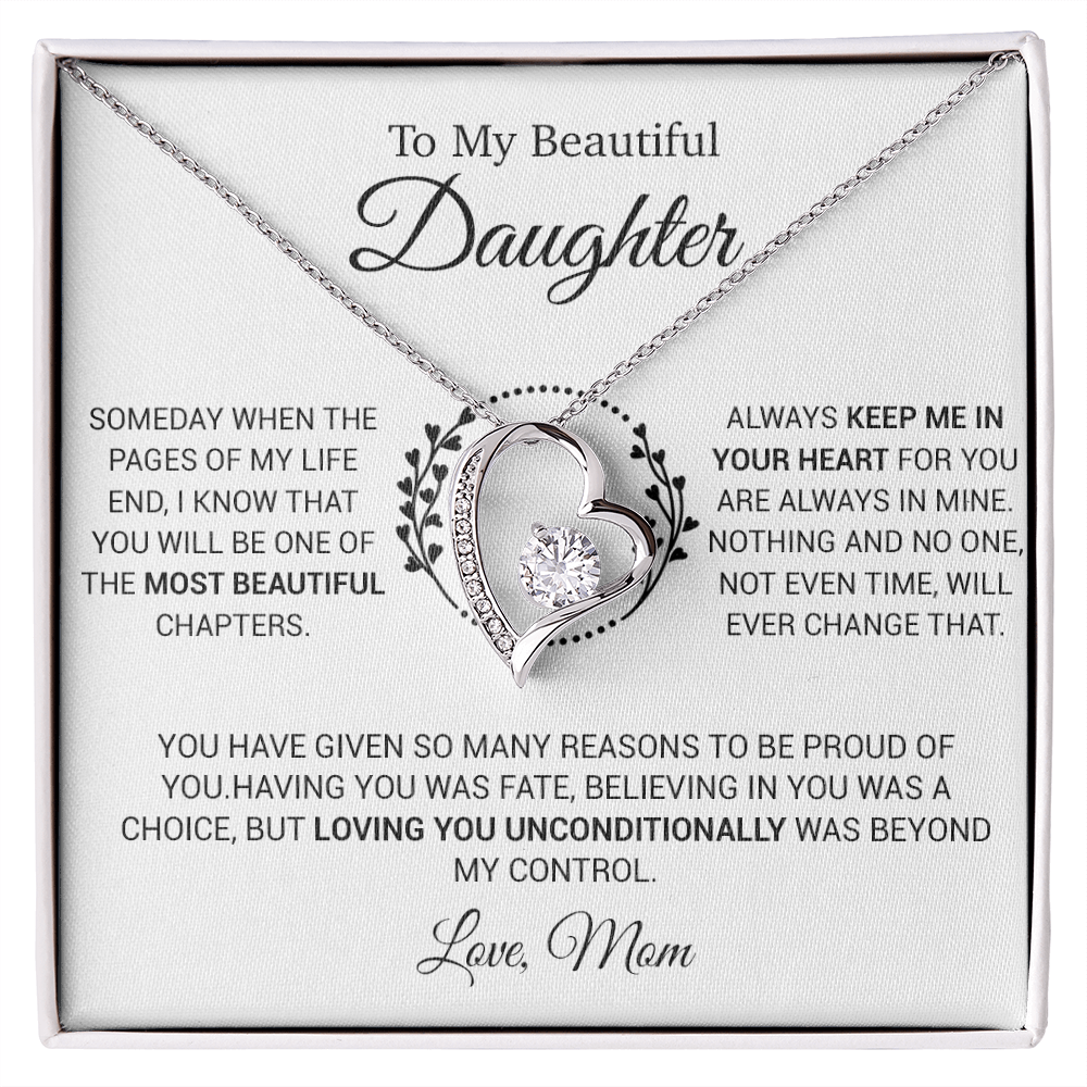 To My Daughter Necklace, Gift for Daughter from Mom, Daughter Mother Necklace 16_12_White