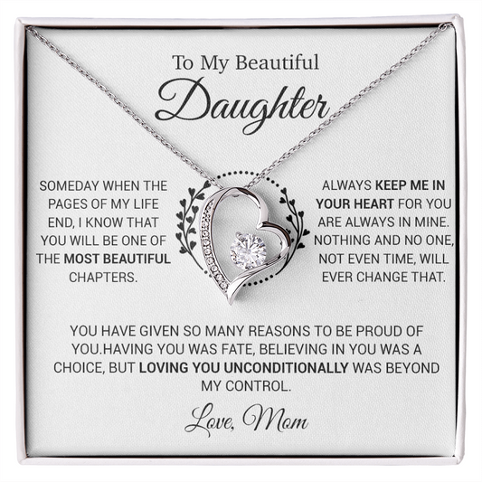 To My Daughter Necklace, Gift for Daughter from Mom, Daughter Mother Necklace 16_12_White