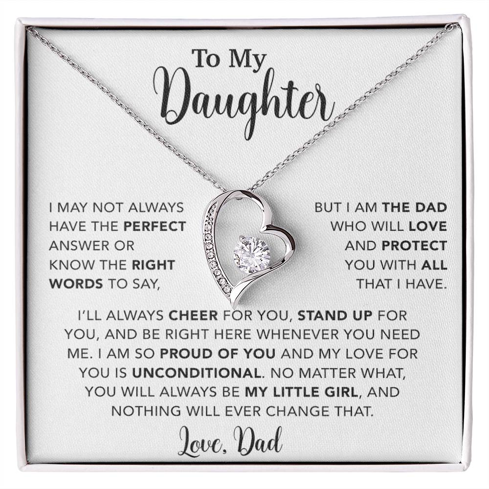 To My Daughter Necklace, Gift for Daughter from Dad, Father Daughter Necklace  15_6_White
