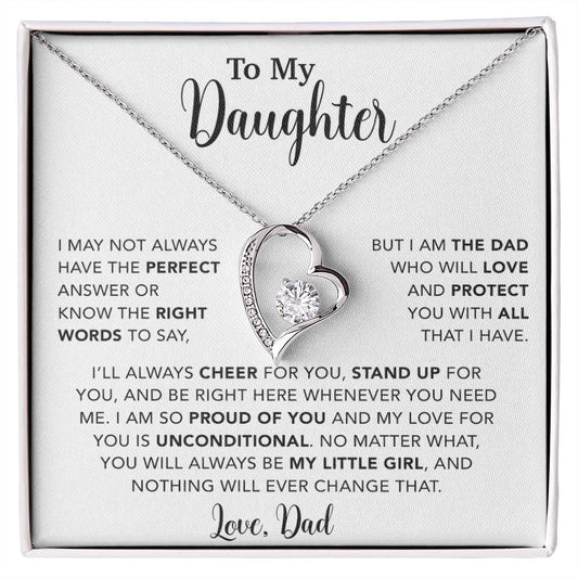 To My Daughter Necklace, Gift for Daughter from Dad, Father Daughter Necklace  15_6_White