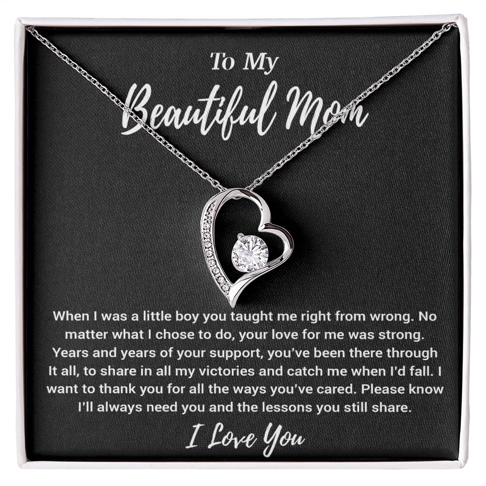 To My Beautiful Mom Necklace Mom Birthday Gift Mother's Day Gift Necklace For Mom From Son_Black