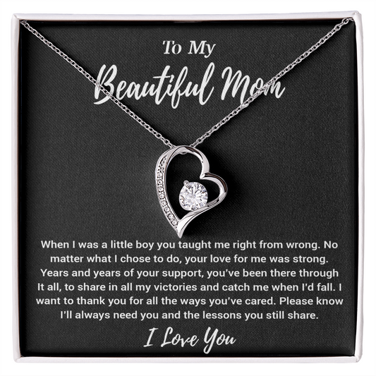 To My Beautiful Mom Necklace Mom Birthday Gift Mother's Day Gift Necklace For Mom From Son_Black