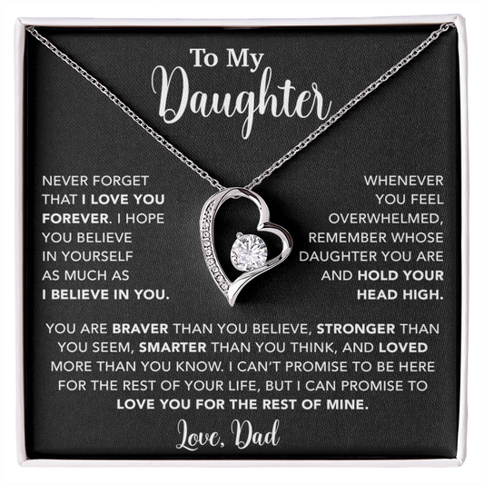 To My Daughter Necklace, Gift for Daughter from Dad, Father Daughter Necklace  9_4_Black