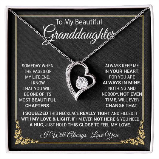 To My Granddaughter Necklace, Gift For Your Granddaughter, Christmas,Anniversary, Graduation_Black