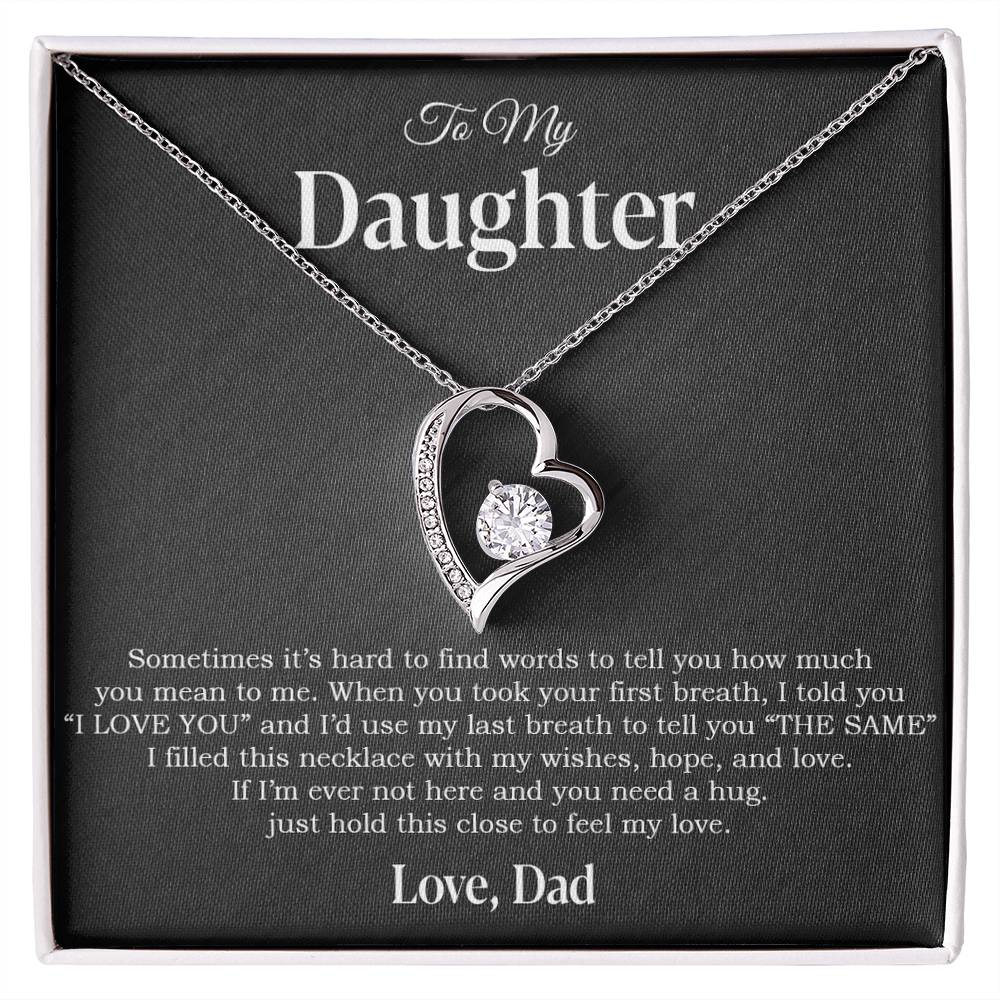 To My Daughter Necklace, Gift for Daughter from Dad, Father Daughter Necklace 14_4_Black