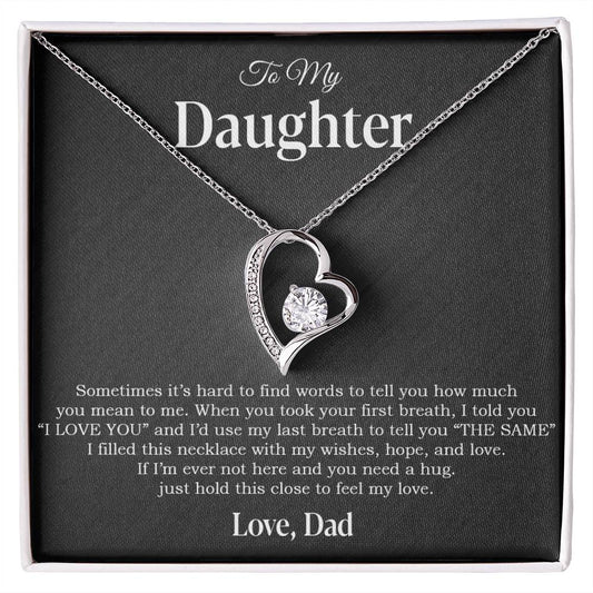 To My Daughter Necklace, Gift for Daughter from Dad, Father Daughter Necklace 14_4_Black