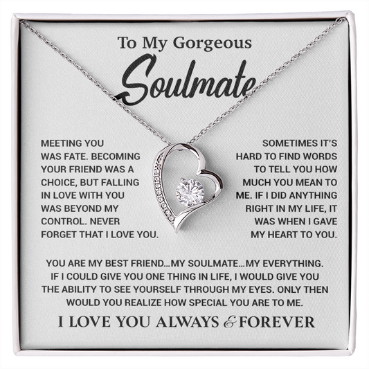 To My Gorgeous Soulmate Necklace, Soulmate Gift, Gift For Girlfriend, Christmas Gift 23_10_White