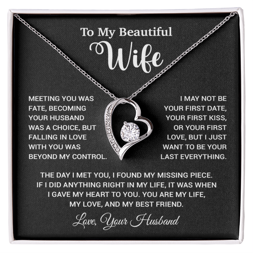 To My Wife Necklace, Wife Gift From Husband, Wife Husband Necklace, Christmas Gift 13_10_Black