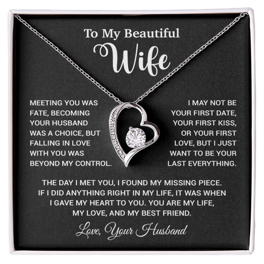 To My Wife Necklace, Wife Gift From Husband, Wife Husband Necklace, Christmas Gift 13_10_Black